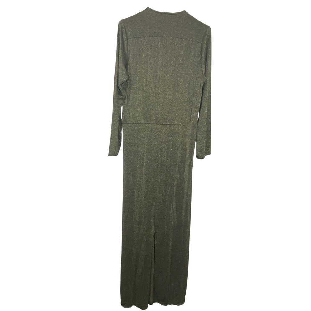 JYORK THE LABEL Metallic Gold Olive Tie Front Maxi Dress Pockets M/L USA - Picture 9 of 11